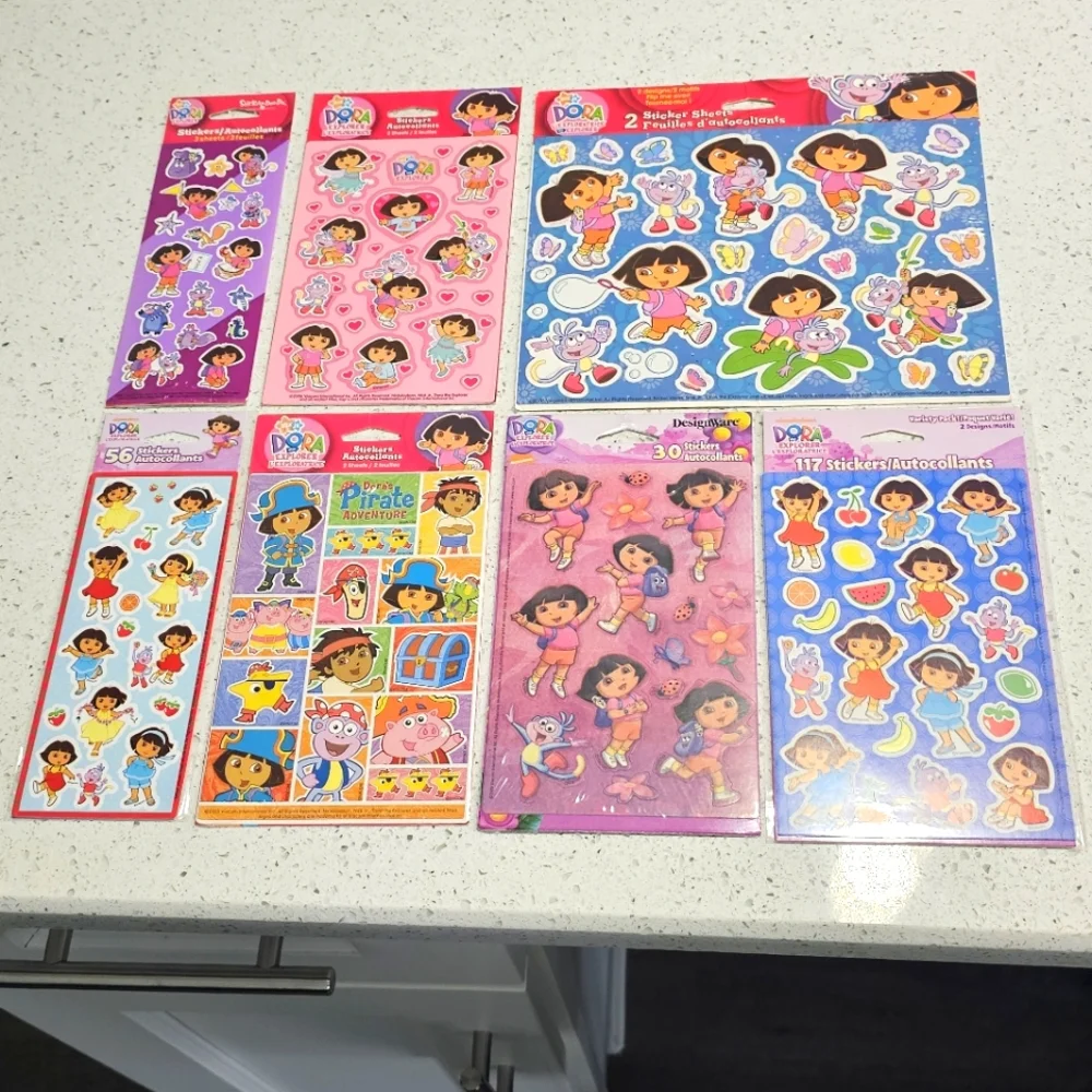 Dora the Explorer Sticker Lot 7 Sealed Packages Stickers Home School Play New